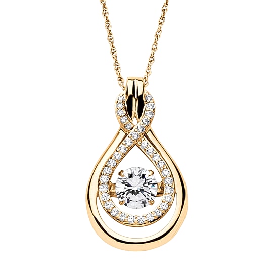 DiamonArt® Womens 1 1/4 CT. T.W. White Cubic Zirconia 14K Gold Over Silver Pendant Necklace