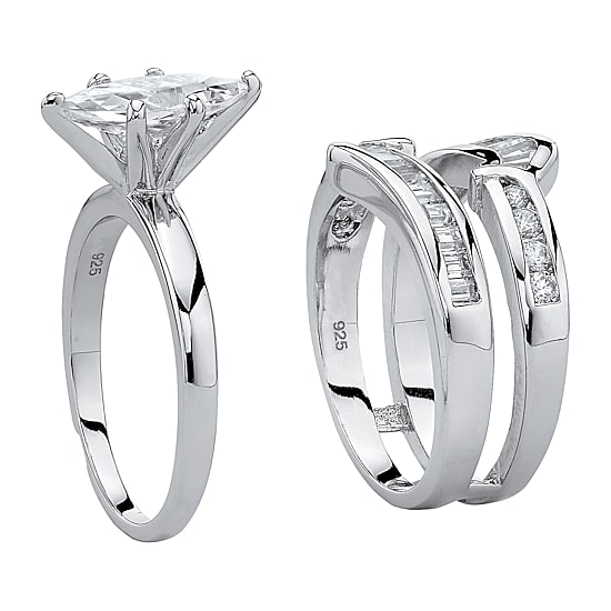 DiamonArt® Womens 3 1/2 CT. T.W White Cubic Zirconia Sterling Silver Bridal Set