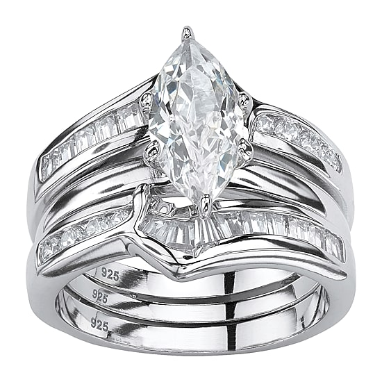 DiamonArt® Womens 3 1/2 CT. T.W White Cubic Zirconia Sterling Silver Bridal Set