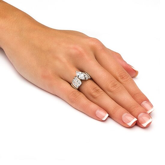 DiamonArt® Womens 3 3/4 CT. T.W. White Cubic Zirconia Platinum Over Silver Engagement Ring