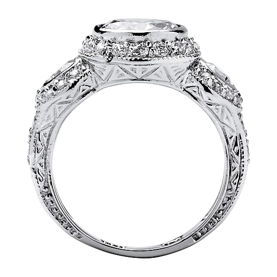 DiamonArt® Womens 3 CT. T.W. White Cubic Zirconia Sterling Silver Engagement Ring