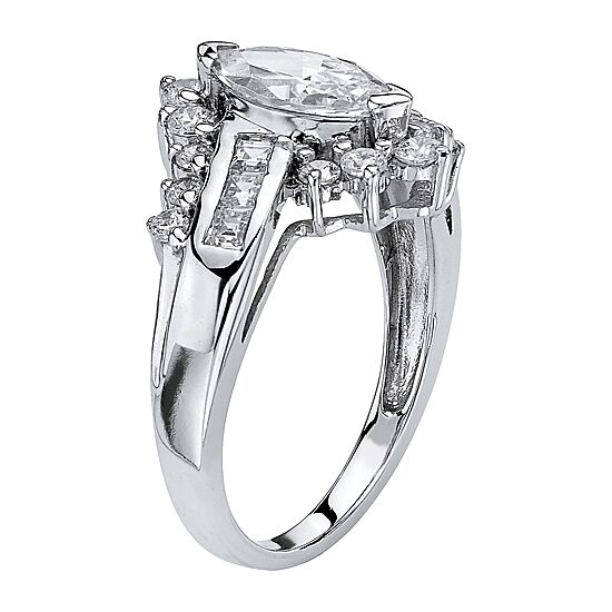 DiamonArt® Womens 1 5/8 CT. T.W. White Cubic Zirconia Platinum Over Silver Engagement Ring