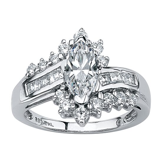 DiamonArt® Womens 1 5/8 CT. T.W. White Cubic Zirconia Platinum Over Silver Engagement Ring