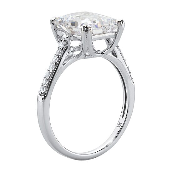 DiamonArt® Womens 4 CT. T.W. White Cubic Zirconia Platinum Over Silver Engagement Ring