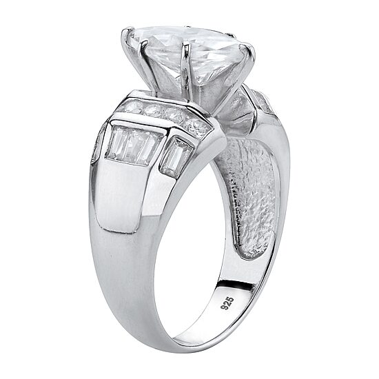 DiamonArt® Womens 3 1/4 CT. T.W. White Cubic Zirconia Platinum Over Silver Engagement Ring