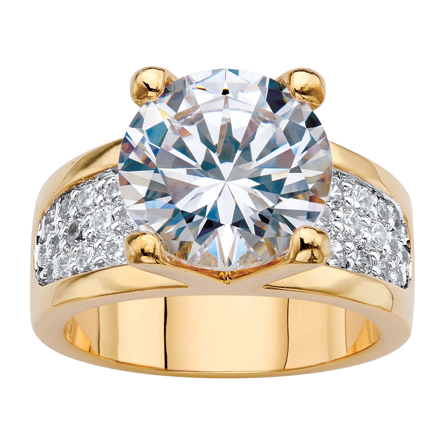 Womens Cubic Zirconia 14K Gold Over Brass Engagement Ring