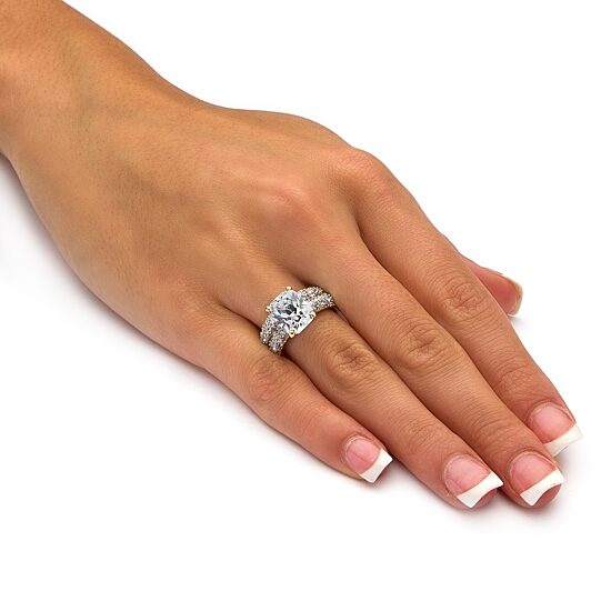 Womens Cubic Zirconia 14K Gold Over Brass Bridal Set