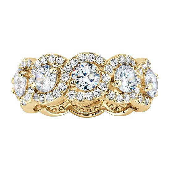 DiamonArt® 8MM 4 1/2 CT. T.W. White Cubic Zirconia 14K Gold Over Silver Band