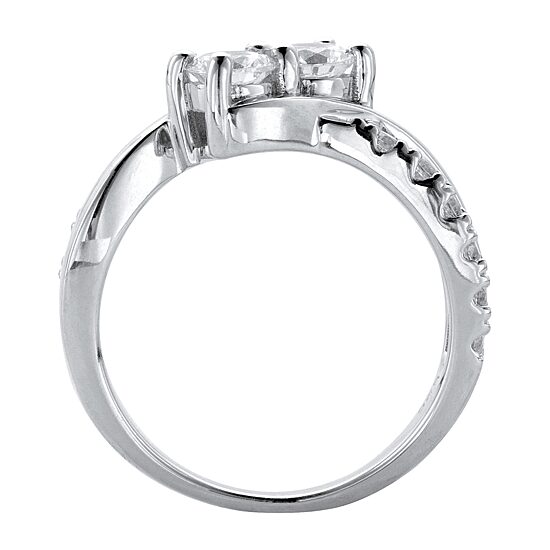 DiamonArt® Womens 1 1/5 CT. T.W. White Cubic Zirconia Platinum Over Silver Promise Ring