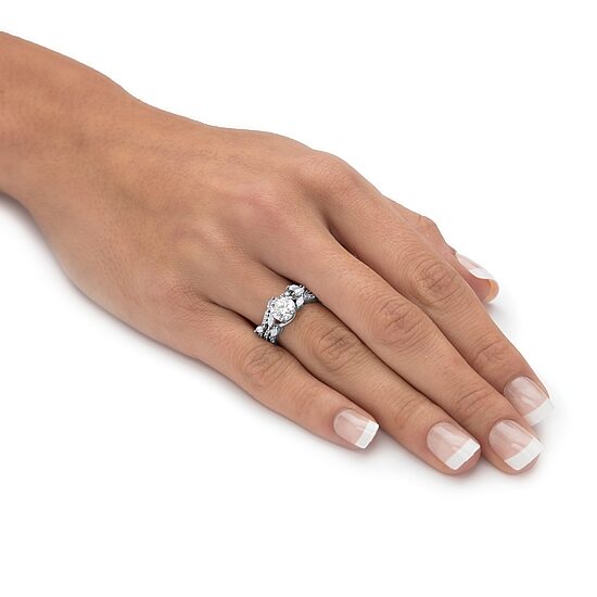 DiamonArt® Womens 2 1/2 CT. T.W. White Cubic Zirconia Platinum Over Silver Bridal Set