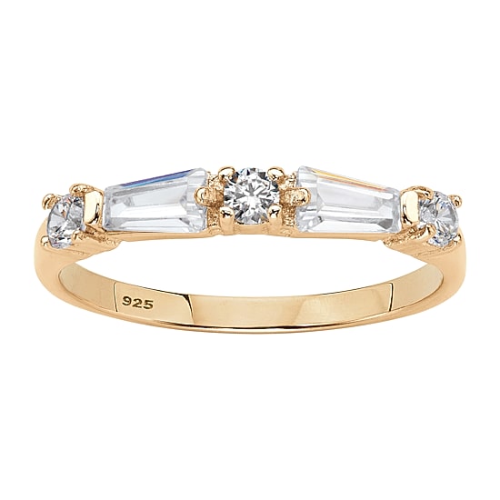 DiamonArt® 2MM 1 CT. T.W. White Cubic Zirconia 14K Gold Over Silver Band