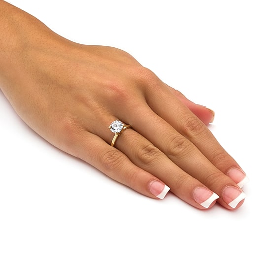 DiamonArt® Womens 2 CT. T.W. White Cubic Zirconia 14K Gold Over Silver Engagement Ring