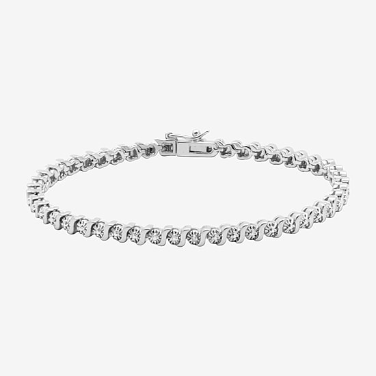 Sparkle Allure Diamond Accent Pure Silver Over Bronze 7.25 Inch Tennis Bracelet
