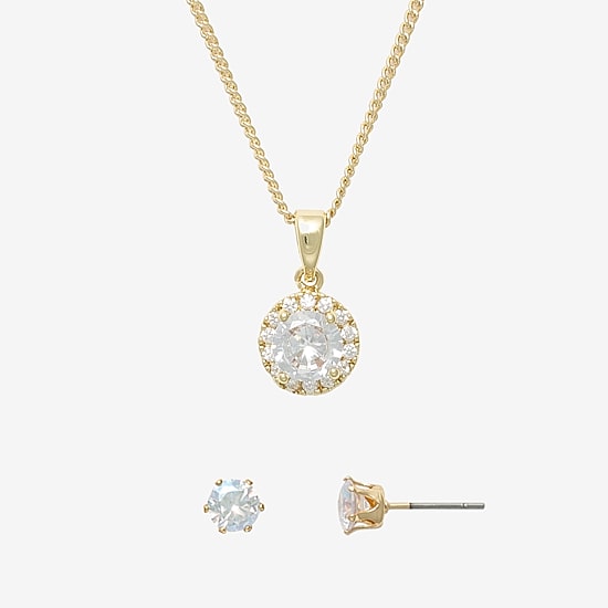 Mixit Womens Cubic Zirconia Round Hypoallergenic 2-pc. Jewelry Set