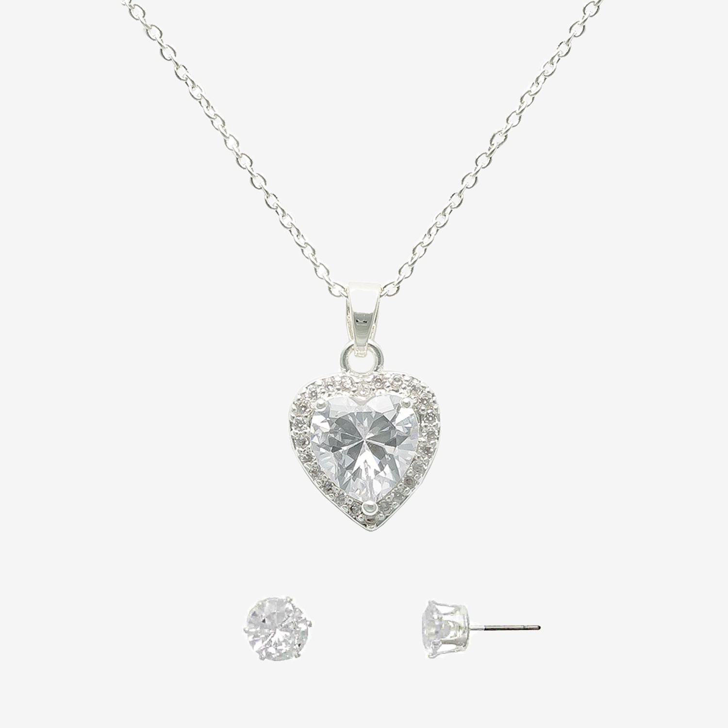 Mixit Womens Cubic Zirconia Heart Hypoallergenic 2-pc. Jewelry Set