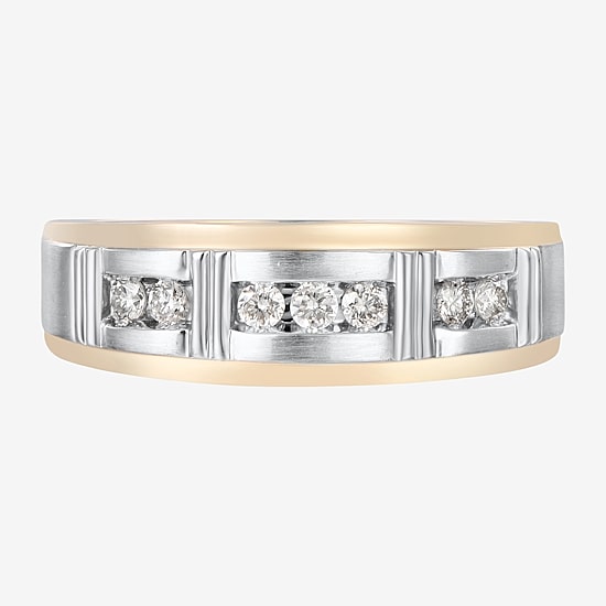 Mens 1/4 CT. T.W. Natural White Diamond 10K Gold Wedding Band