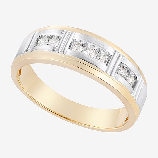 Mens 1/4 CT. T.W. Natural White Diamond 10K Gold Wedding Band