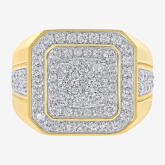 Mens 2 CT. T.W. Natural White Diamond 10K Gold Fashion Ring