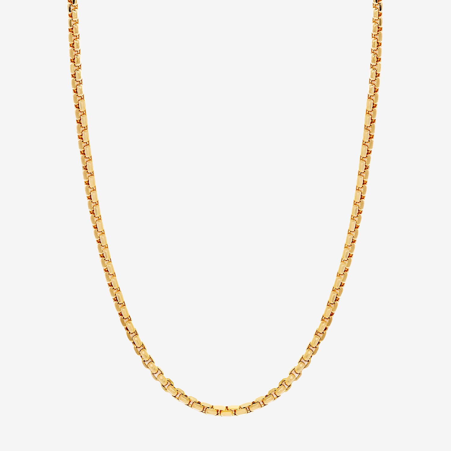Womens 14K Gold 24 Inch Box Chain Necklace