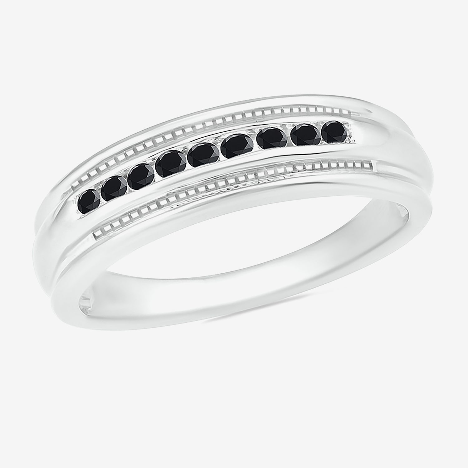 Mens 3MM 1/4 CT. T.W. Natural Black Diamond 10K Gold Wedding Band