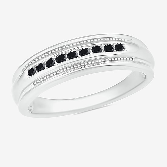 Mens 3MM 1/4 CT. T.W. Natural Black Diamond 10K Gold Wedding Band