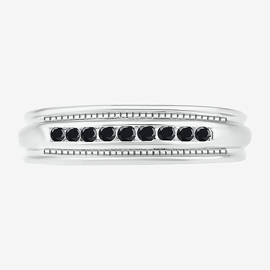 Mens 3MM 1/4 CT. T.W. Natural Black Diamond 10K Gold Wedding Band