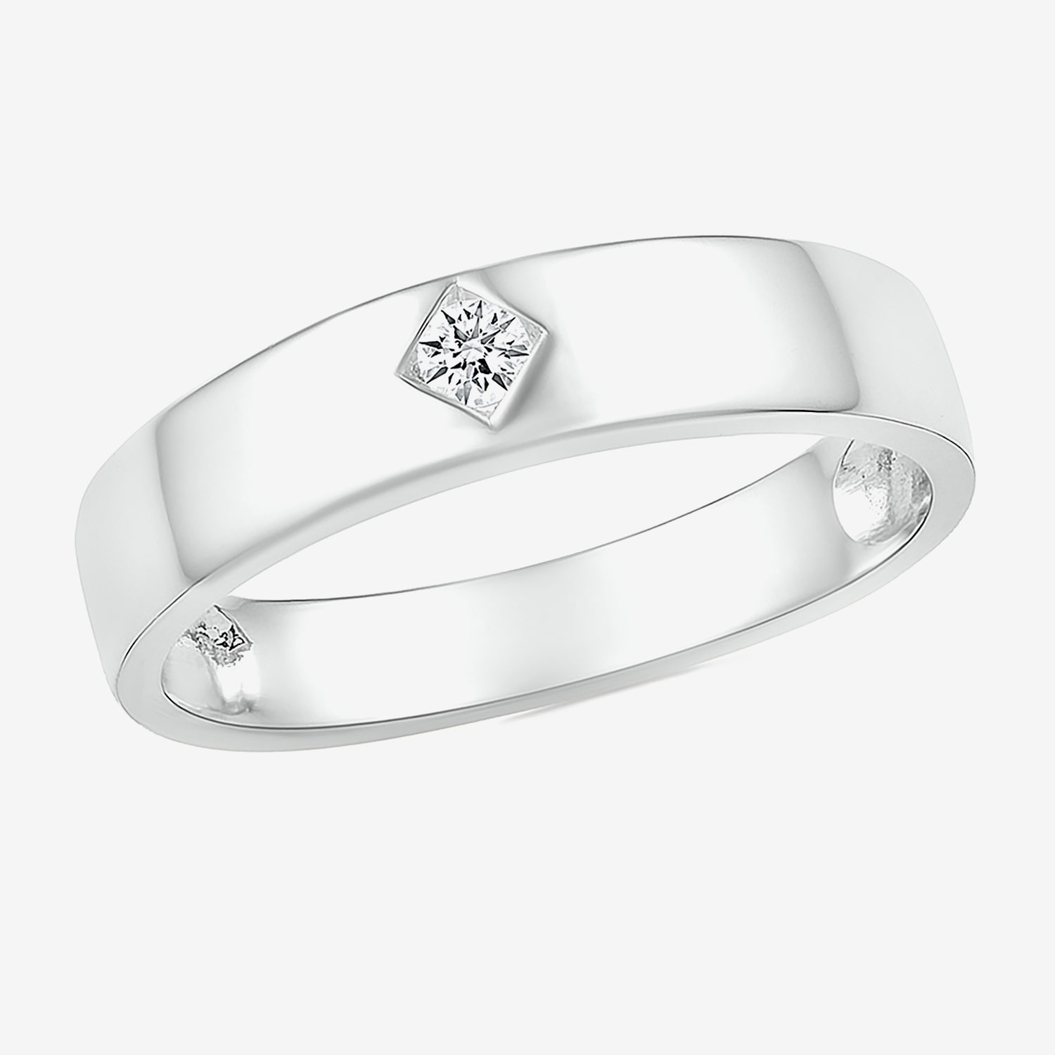 Mens 4MM Diamond Accent Natural White 10K Gold Wedding Band