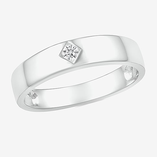Mens 4MM Diamond Accent Natural White Diamond 10K Gold Wedding Band