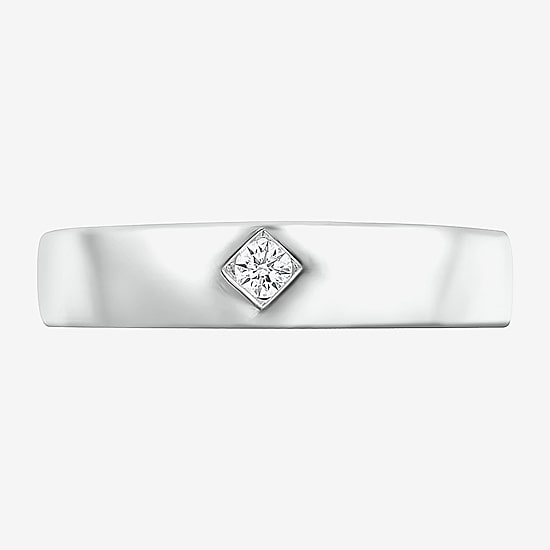 Mens 4MM Diamond Accent Natural White Diamond 10K Gold Wedding Band
