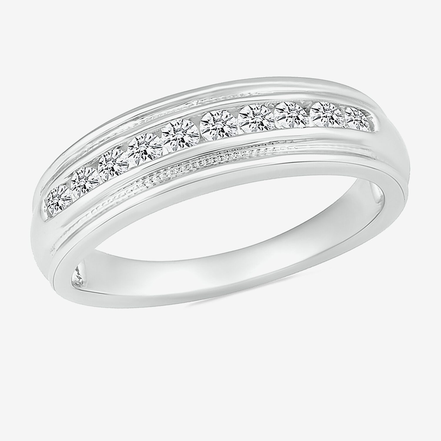 Mens 3.5MM 1/2 CT. T.W. Natural White Diamond 14K Gold Wedding Band
