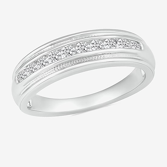 Mens 3.5MM 1/2 CT. T.W. Natural White Diamond 14K Gold Wedding Band