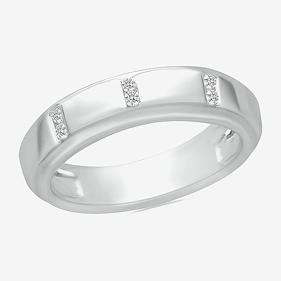 Mens 5MM 1/6 CT. T.W. Natural White Diamond 10K Gold Wedding Band