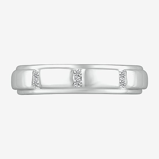 Mens 5MM 1/6 CT. T.W. Natural White Diamond 10K Gold Wedding Band