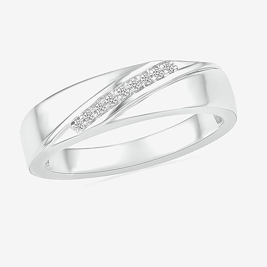Mens 3.5MM Diamond Accent Natural White Diamond 10K Gold Wedding Band