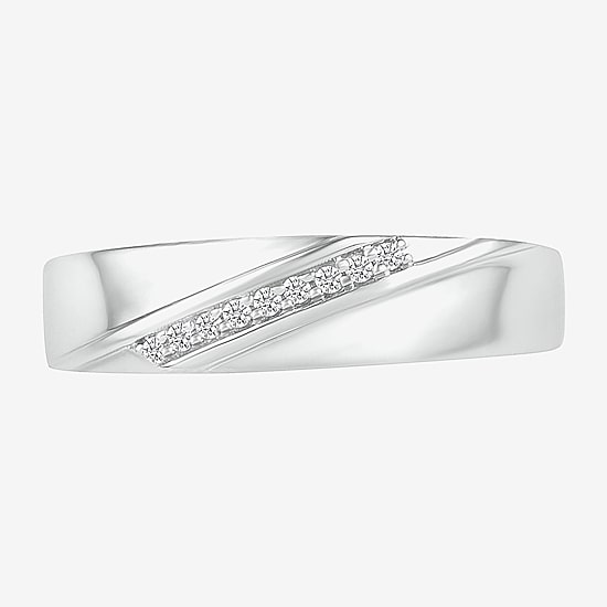 Mens 3.5MM Diamond Accent Natural White Diamond 10K Gold Wedding Band