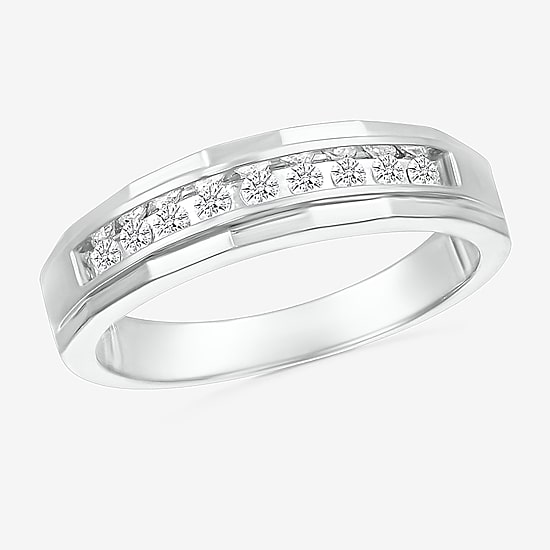 Mens 3.5MM 1/4 CT. T.W. Natural White Diamond 14K Gold Wedding Band