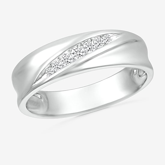 Mens 5MM 1/6 CT. T.W. Natural White Diamond 10K Gold Wedding Band