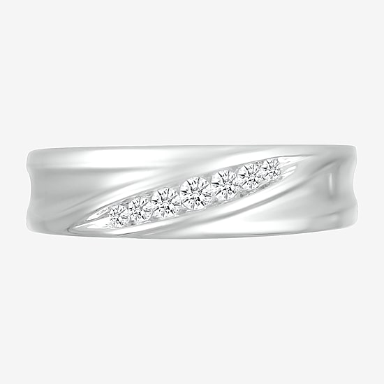 Mens 5MM 1/6 CT. T.W. Natural White Diamond 10K Gold Wedding Band