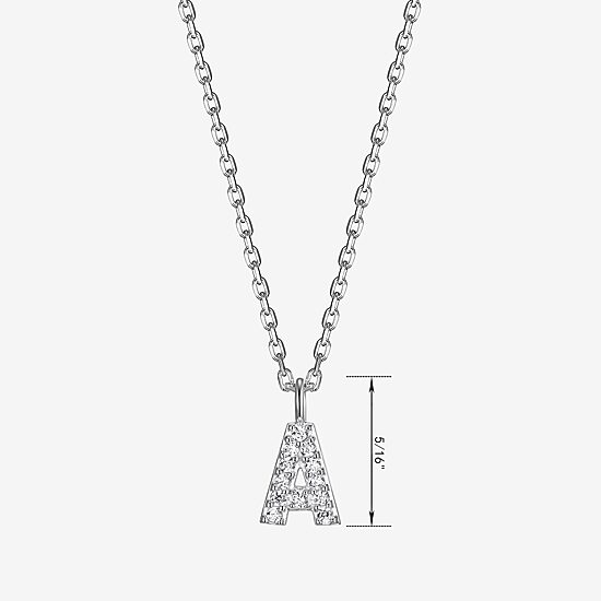 Womens Diamond Accent Cubic Zirconia Sterling Silver Round 18 Inch Pendant Necklace
