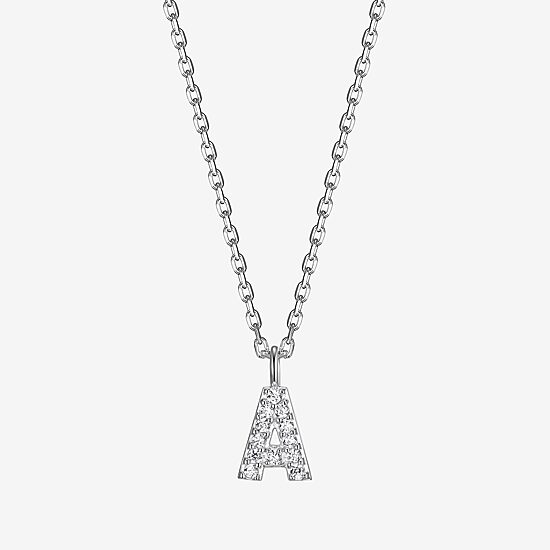 Womens Diamond Accent Cubic Zirconia Sterling Silver Round 18 Inch Pendant Necklace