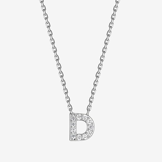 Womens 1/10 CT. T.W. Cubic Zirconia Sterling Silver Round 18 Inch Pendant Necklace