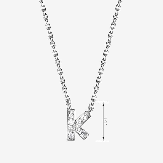 Womens 1/10 CT. T.W. Cubic Zirconia Sterling Silver Round 18 Inch Pendant Necklace