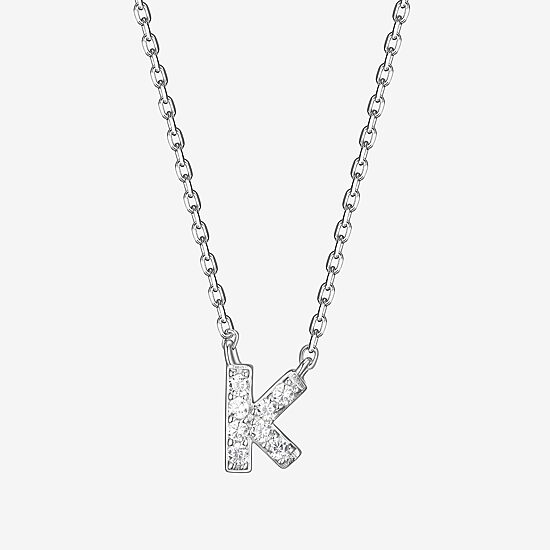 Womens 1/10 CT. T.W. Cubic Zirconia Sterling Silver Round 18 Inch Pendant Necklace