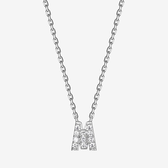 Womens 1/10 CT. T.W. Cubic Zirconia Sterling Silver Round 18 Inch Pendant Necklace