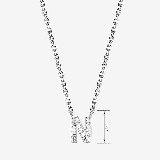 Womens 1/10 CT. T.W. Cubic Zirconia Sterling Silver Round 18 Inch Pendant Necklace