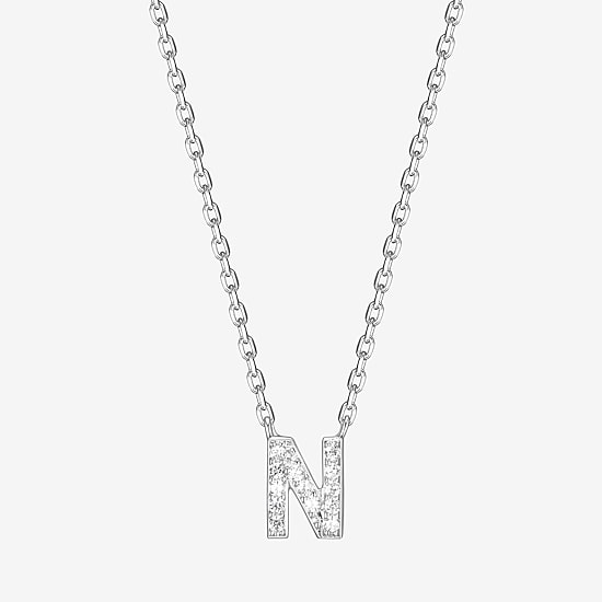 Womens 1/10 CT. T.W. Cubic Zirconia Sterling Silver Round 18 Inch Pendant Necklace