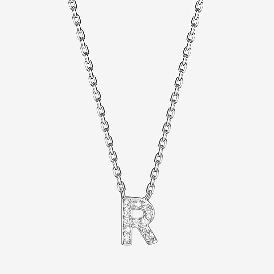 Womens Diamond Accent Cubic Zirconia Sterling Silver Round 18 Inch Pendant Necklace