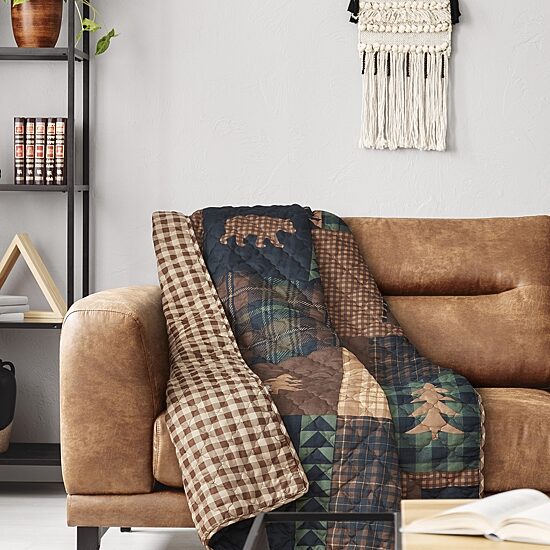 Your Lifestyle By Donna Sharp Brown Bear Cabin Washable Reversible Lightweight Throw