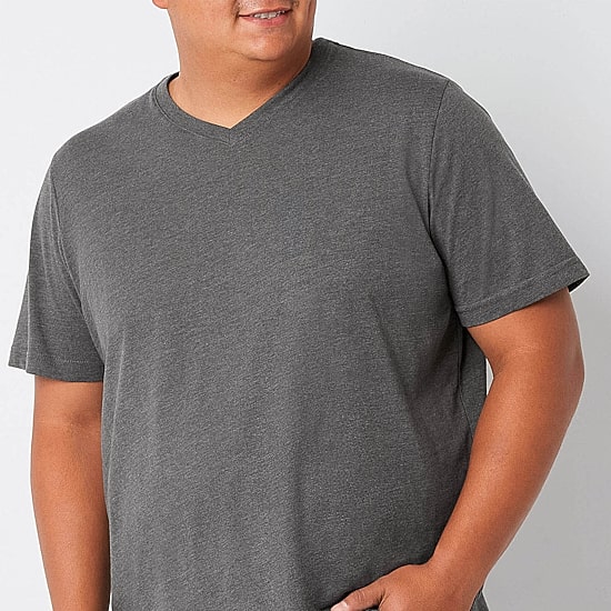 St. John's Bay Super Soft Mens V Neck Short Sleeve Quick Dry Big and Tall T-Shirt