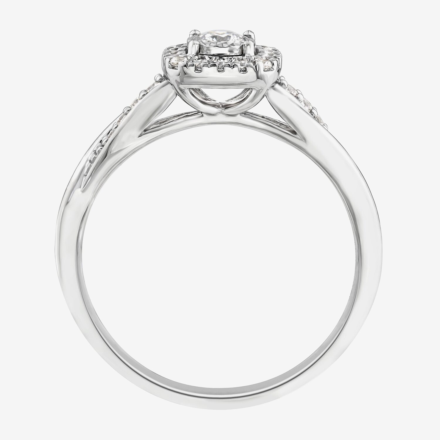 Promise My Love (I / I1) Womens 1/4 CT. T.W. Lab Grown White Diamond Sterling Silver Cushion Delicate Halo Promise Ring